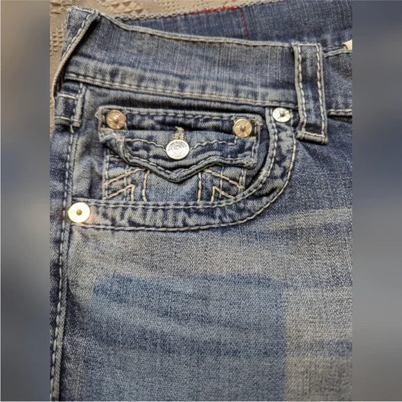True Religion Blue Ricky Straight Leg Jeans - Picture 7 of 8